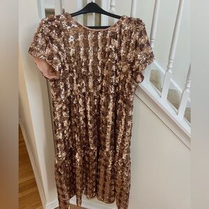 Anthropologie Sequin Maxi Dress in Bronze
